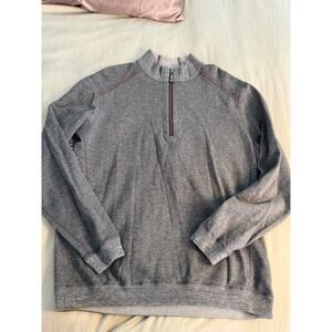 Tommy Bahama Reversible Quarter Zip Pullover Gray‎ Men's XL 100% Cotton Sweater